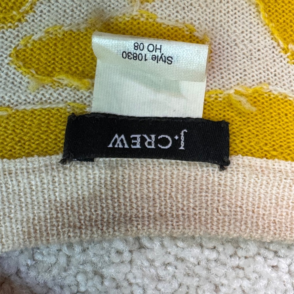 J.Crew Giraffe Print Merino Wool Cardigan Women's M Mustard Yellow Cream - Picture 10 of 11